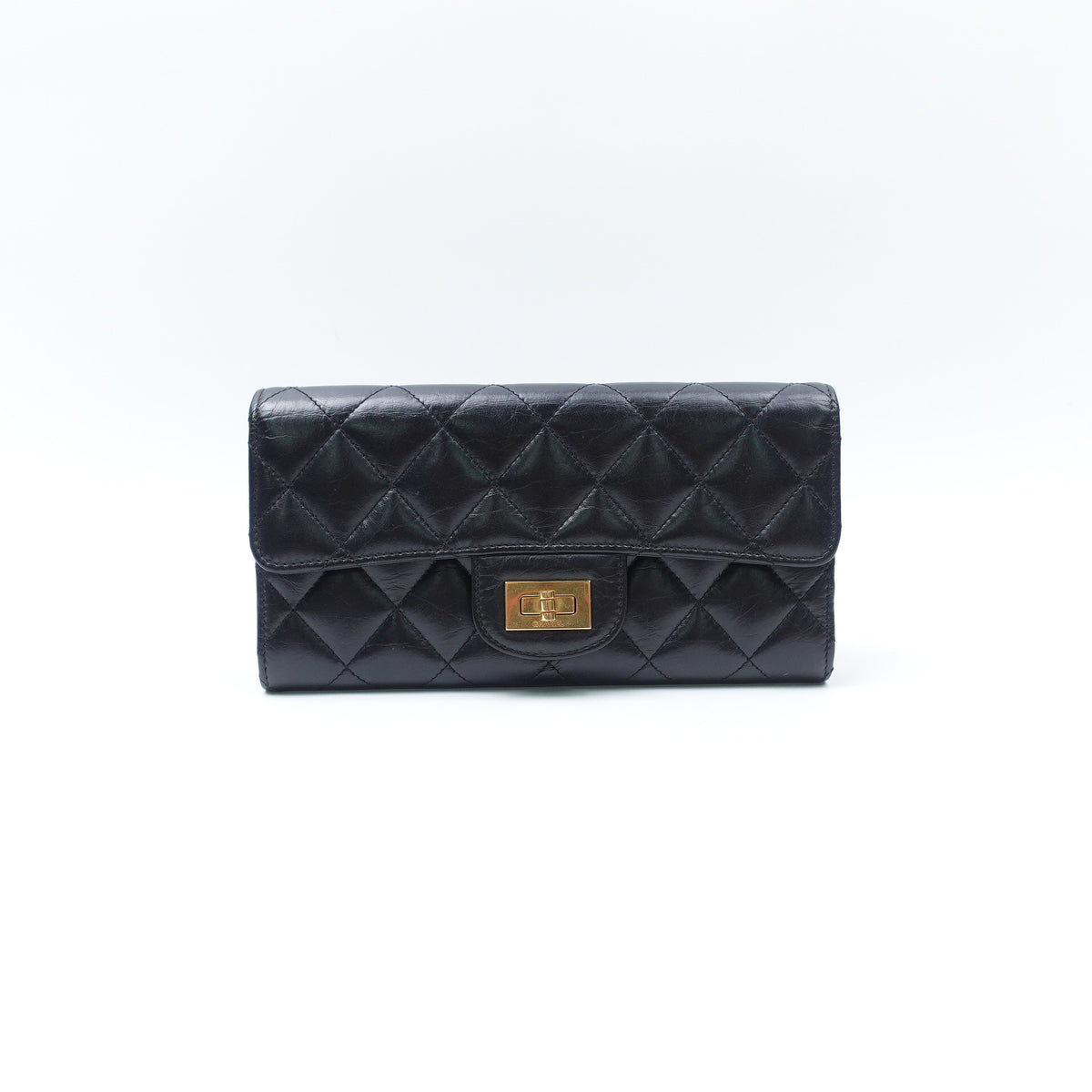 Pre-Owned Chanel 2.55 Black Calfskin Leather Wallet T10418396