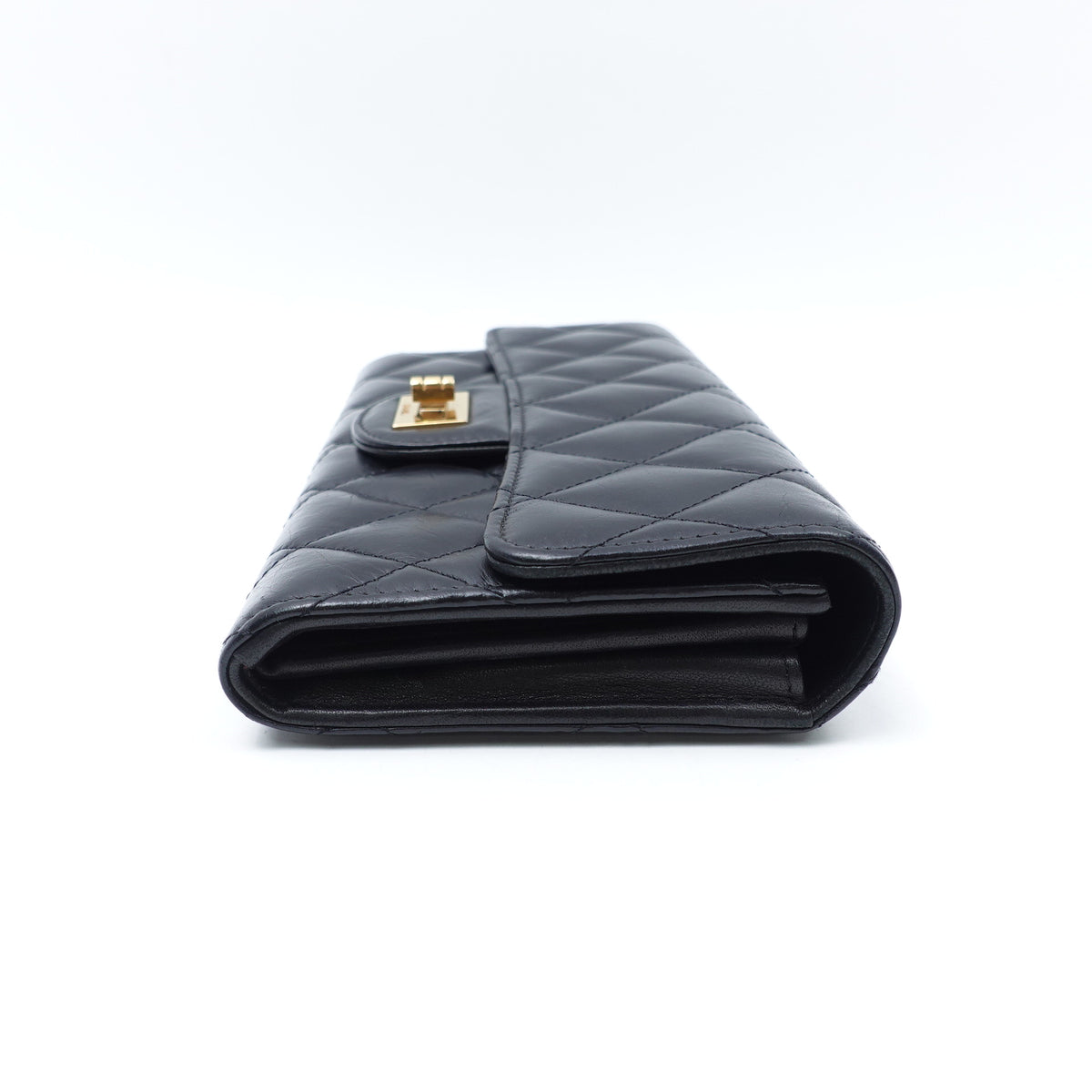 Pre-Owned Chanel 2.55 Black Calfskin Leather Wallet T10418396