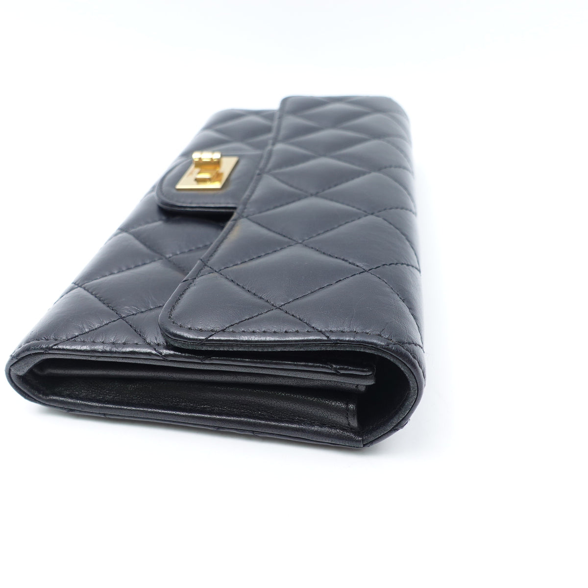 Pre-Owned Chanel 2.55 Black Calfskin Leather Wallet T10418396