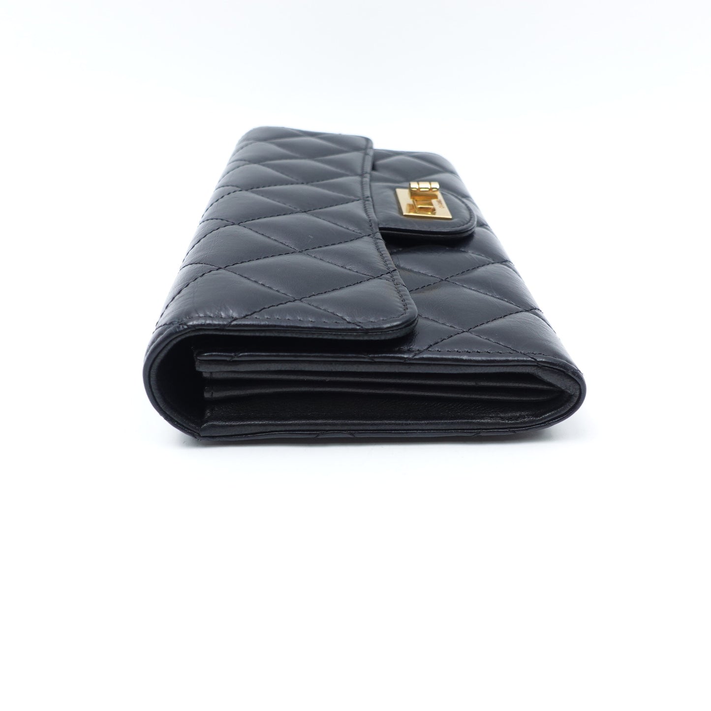 Pre-Owned Chanel 2.55 Black Calfskin Leather Wallet T10418396