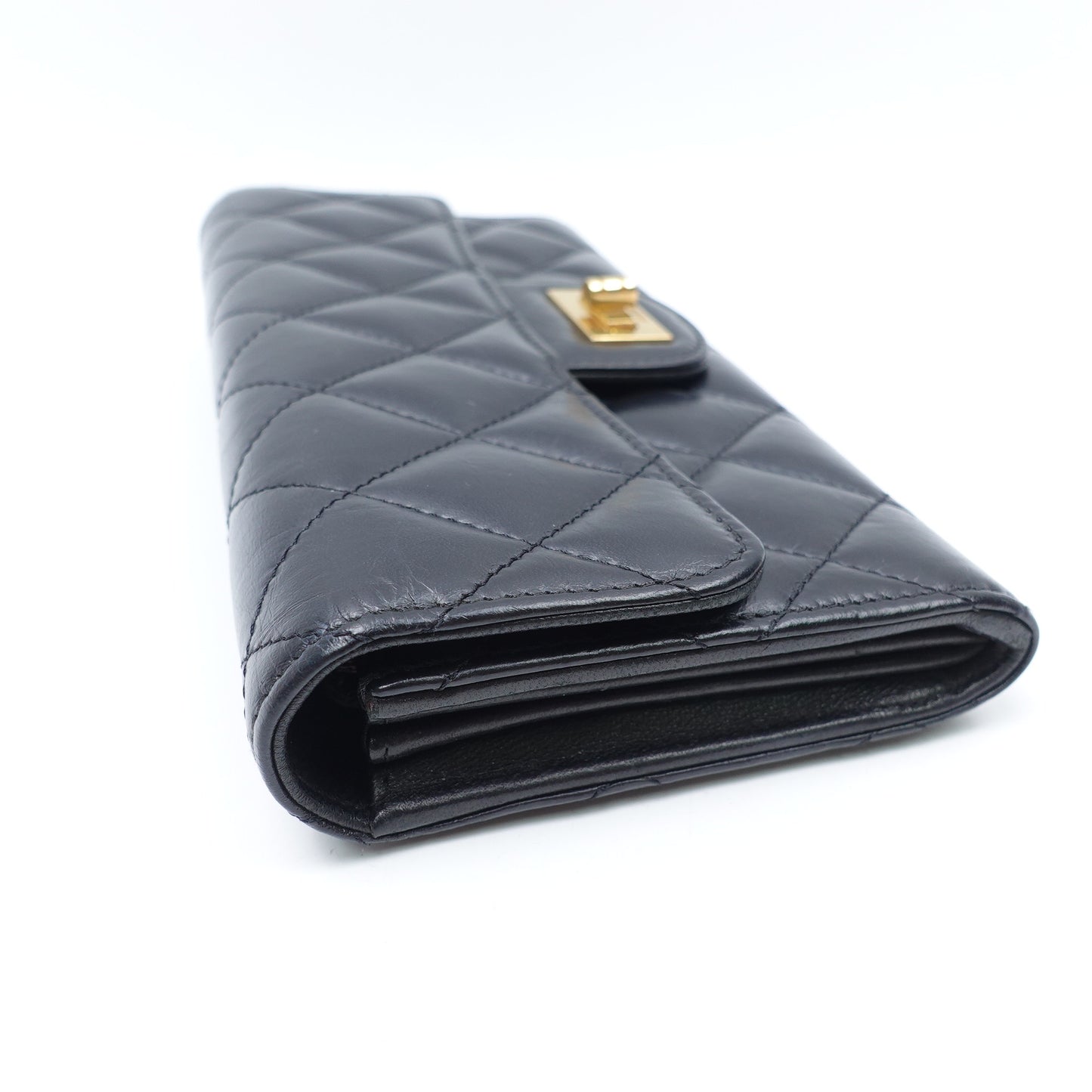 Pre-Owned Chanel 2.55 Black Calfskin Leather Wallet T10418396