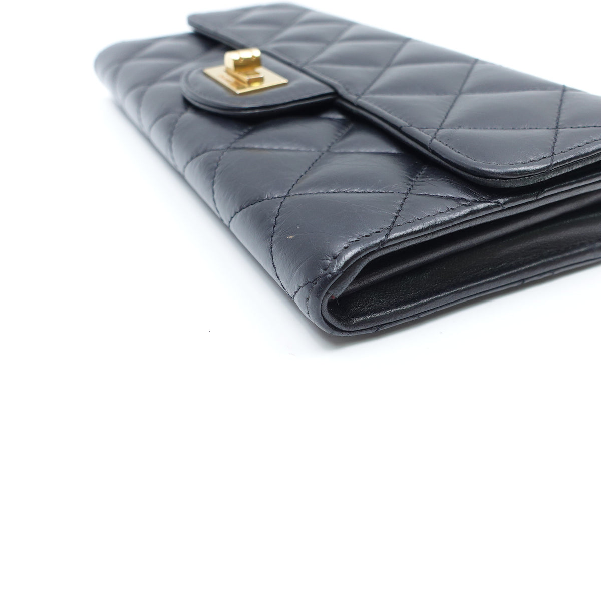 Pre-Owned Chanel 2.55 Black Calfskin Leather Wallet T10418396