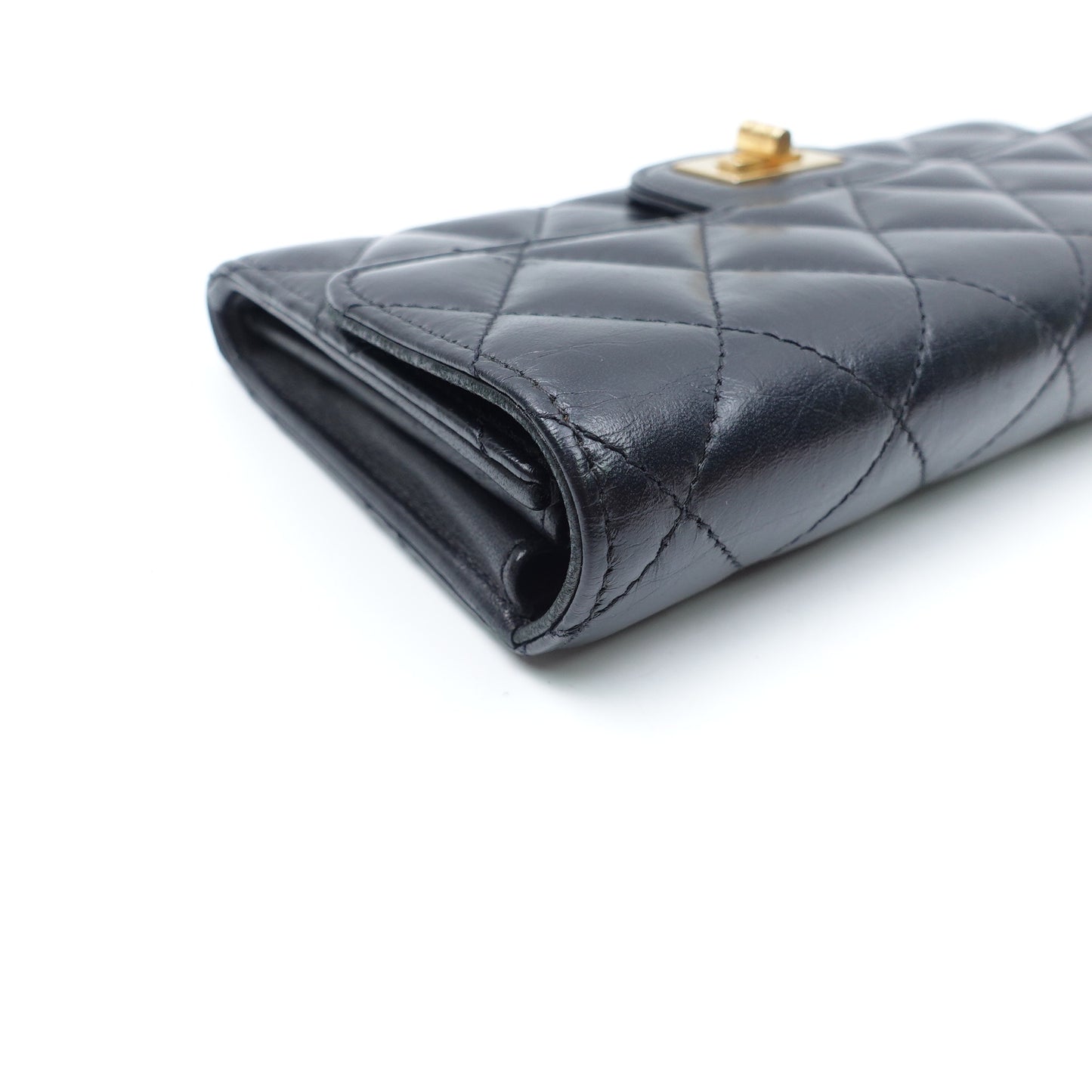 Pre-Owned Chanel 2.55 Black Calfskin Leather Wallet T10418396