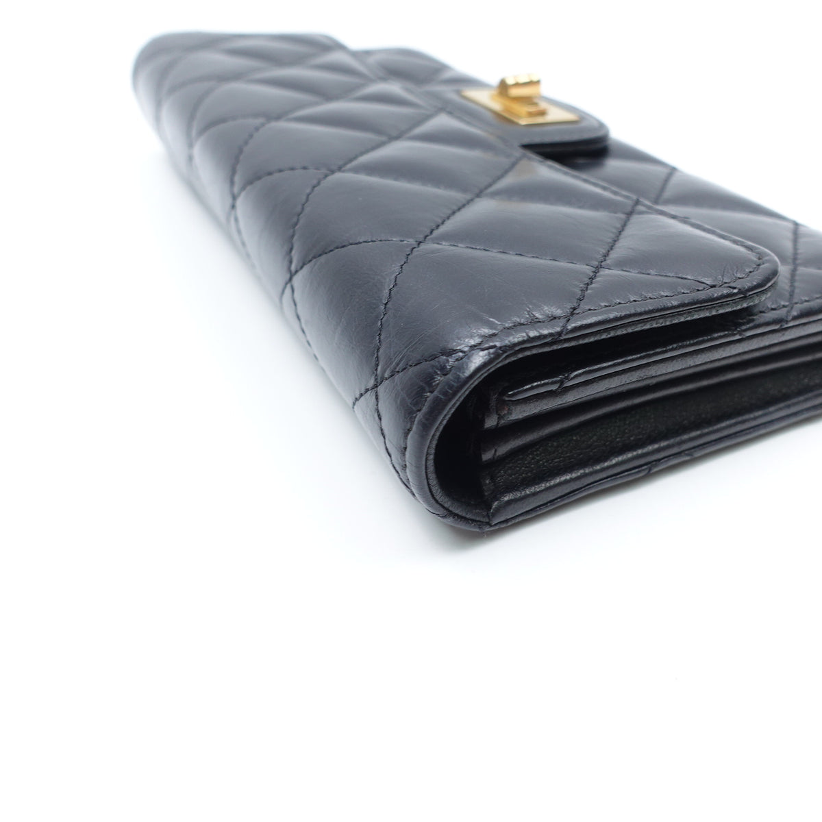 Pre-Owned Chanel 2.55 Black Calfskin Leather Wallet T10418396