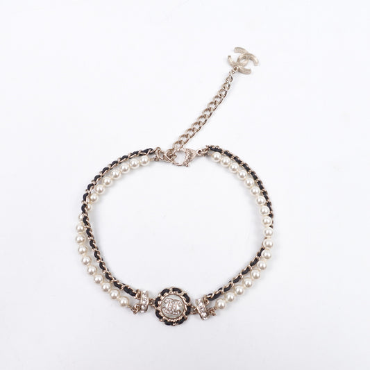 Pre-Owned Chanel Gold&Black Pearl Necklace T10417881