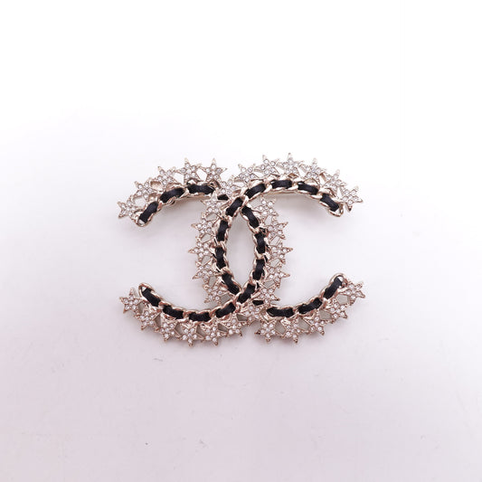 Pre-Owned Chanel Black&Gold Diamond Brooch T10422043