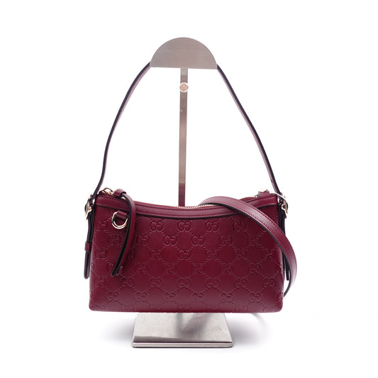 Pre-Owned Gucci Burgundy Calfskin Leather Shoulder Bag T10421970