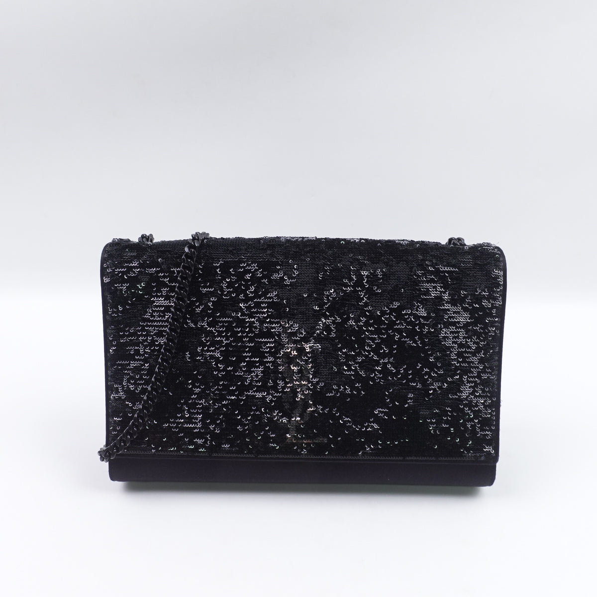 Pre-Owned Saint Laurent Kate Black Sequin Shoulder Bag T10422966