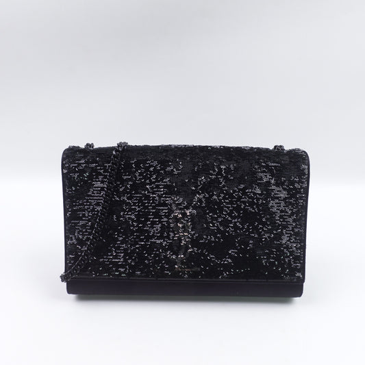 Pre-Owned Saint Laurent Kate Black Sequin Shoulder Bag T10422966