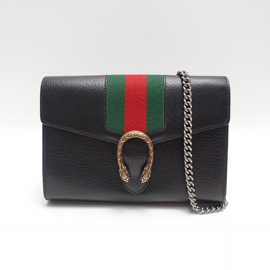 Pre-Owned Gucci Dionysus WOC Black Cafskin Leather Shoulder Bag T10429903