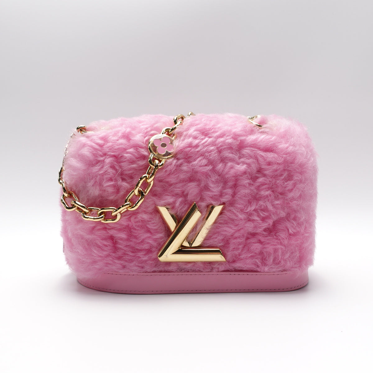 Pre-Owned Louis Vuitton Twist MM Pink Shearling Shoulder Bag T10434955