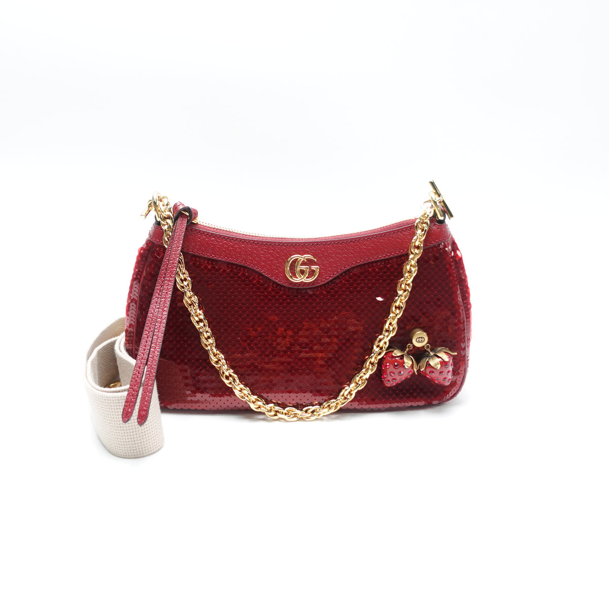 Pre-Owned Gucci Ophidia Small Red Sequin&Calfskin Shoulder Bag T10436961