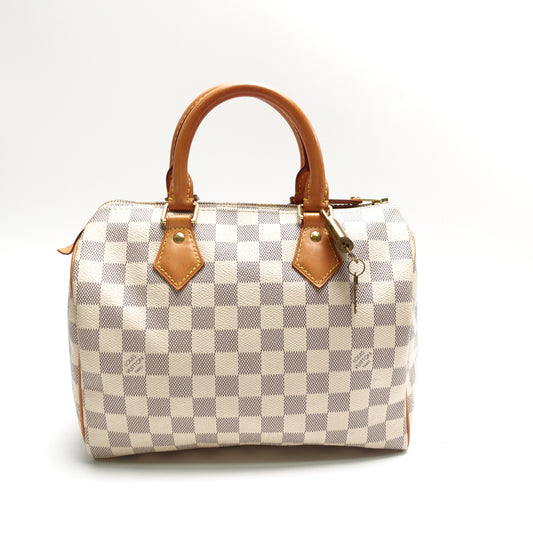 Pre-Owned Louis Vuitton Speedy 25 Damier Azur Coated Canvas Shoulder Bag T10435990