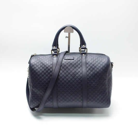 Pre-Owned Gucci Boston Blue Calfskin Leather Shoulder Bag T10438440
