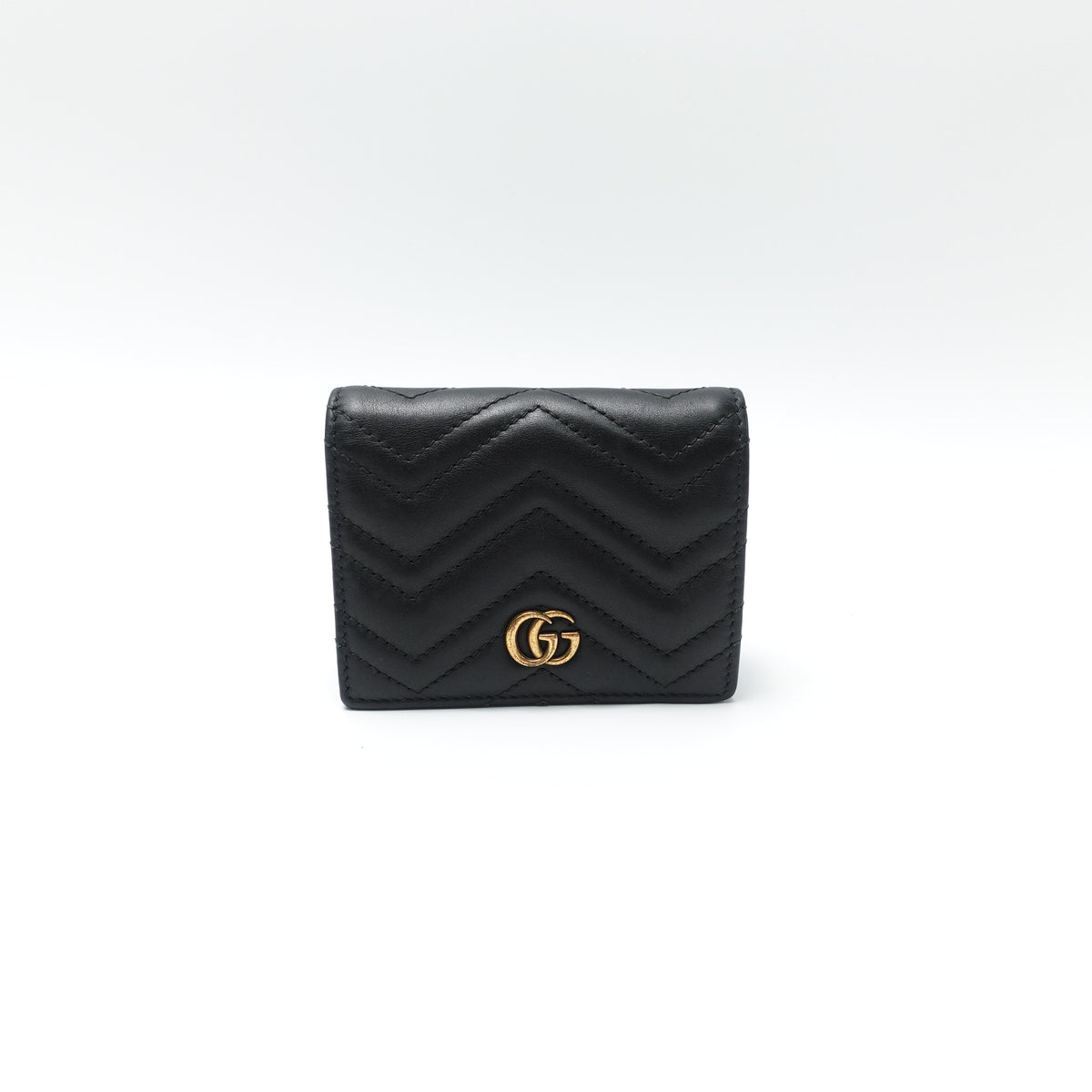 Pre-Owned Gucci GG Marmont Black Calfskin Leather Wallet T10438667