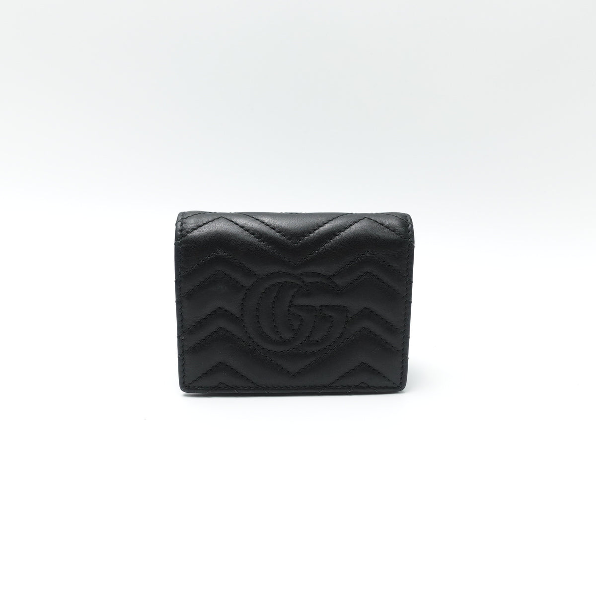 Pre-Owned Gucci GG Marmont Black Calfskin Leather Wallet T10438667