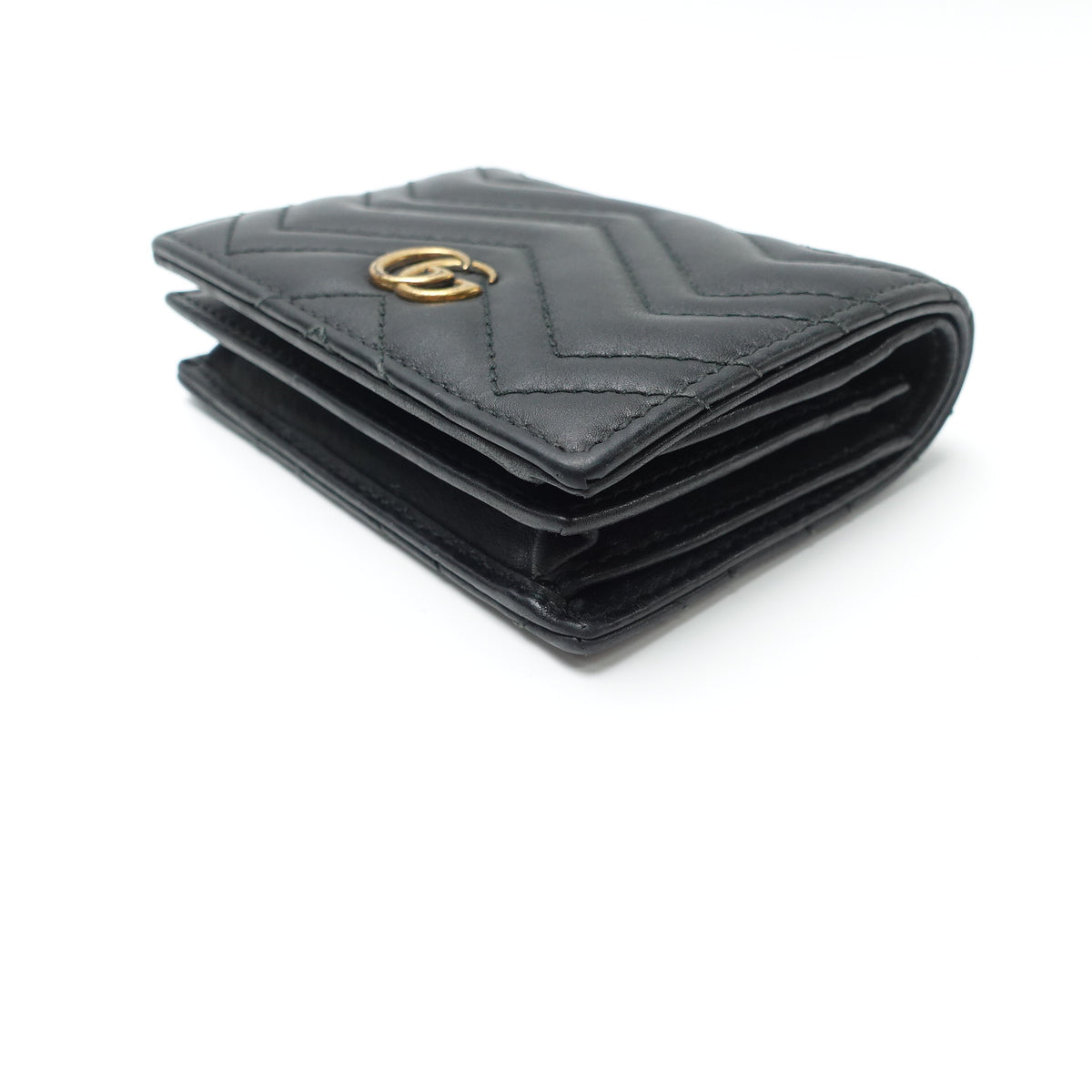 Pre-Owned Gucci GG Marmont Black Calfskin Leather Wallet T10438667