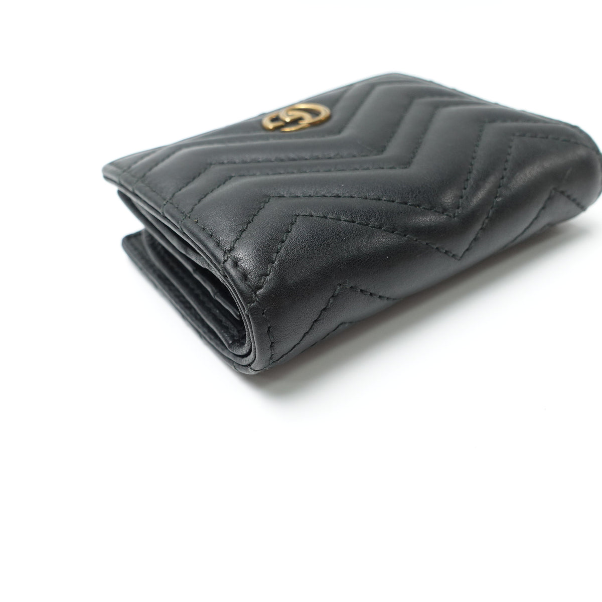 Pre-Owned Gucci GG Marmont Black Calfskin Leather Wallet T10438667