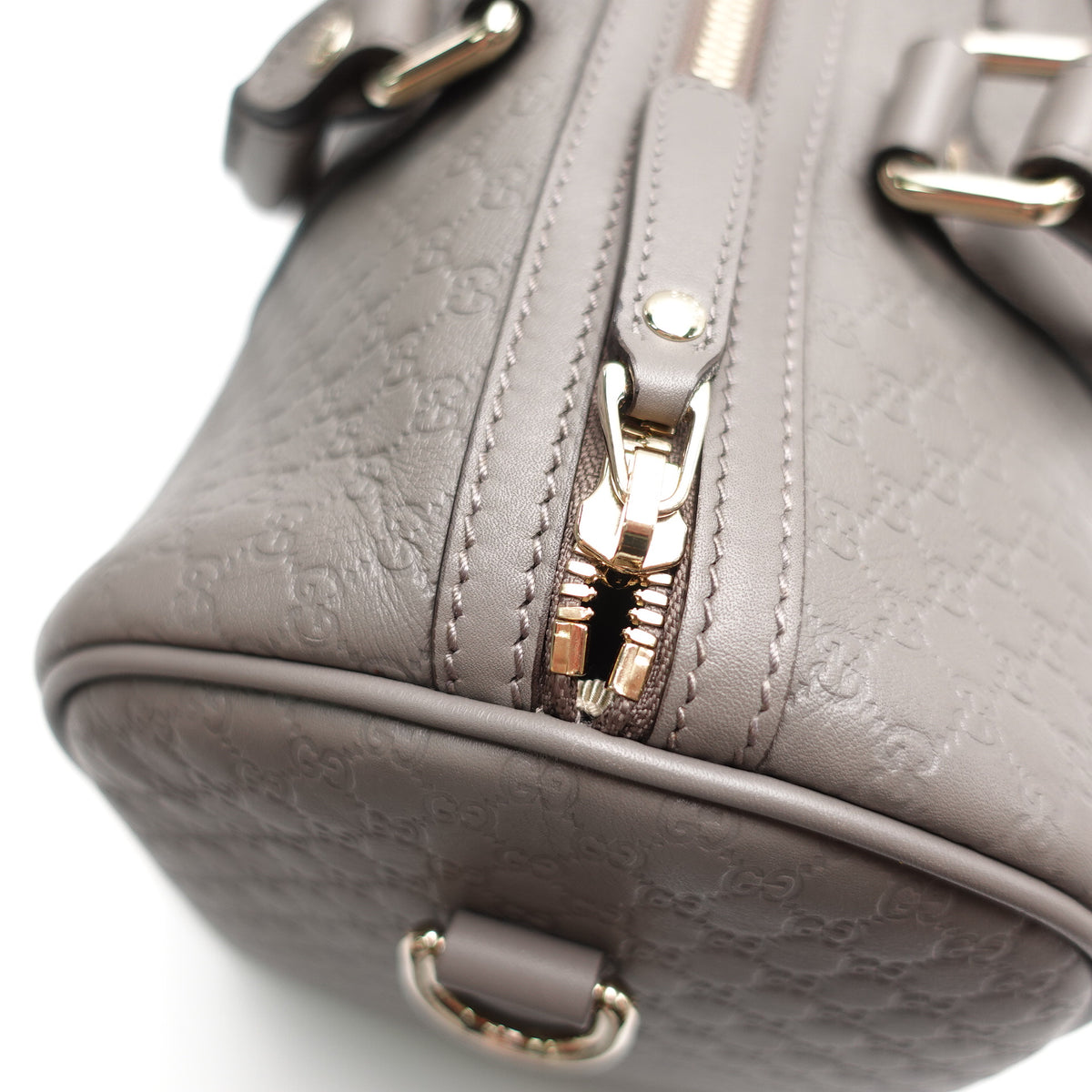 Pre-Owned Gucci Boston Gray Calfskin Leather Shoulder Bag T10439577