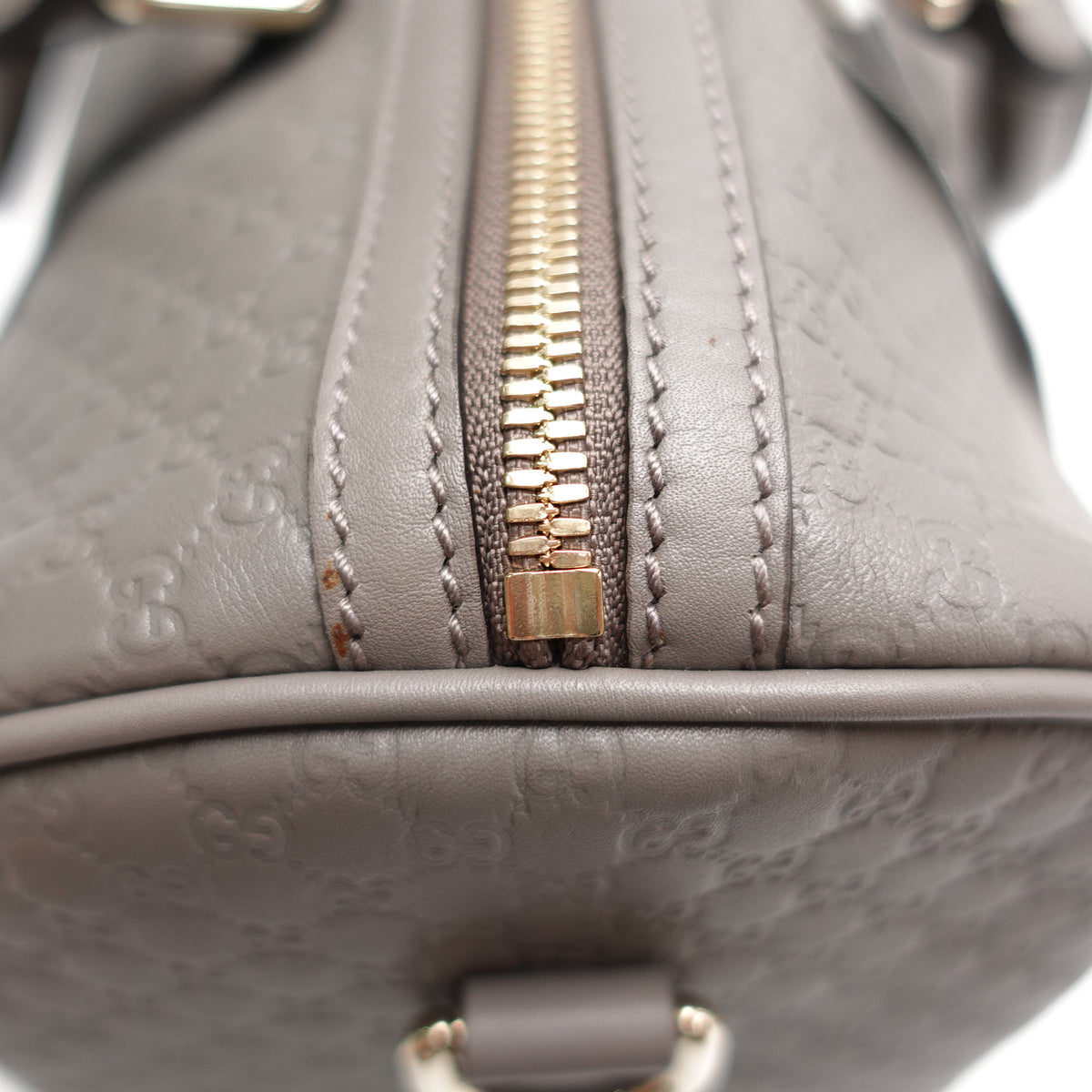 Pre-Owned Gucci Boston Gray Calfskin Leather Shoulder Bag T10439577