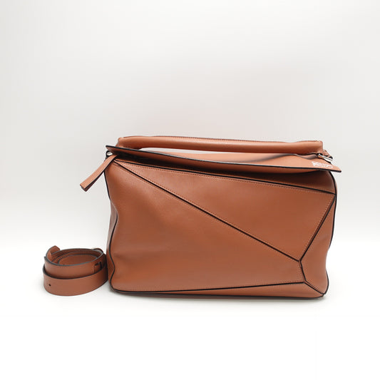 Pre-Owned Loewe Puzzle Large Brown Calfskin Leather Shoulder Bag T10439746