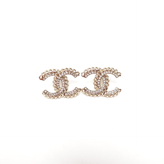 Pre-Owned Chanel Gold Diamond Earrings T10434683