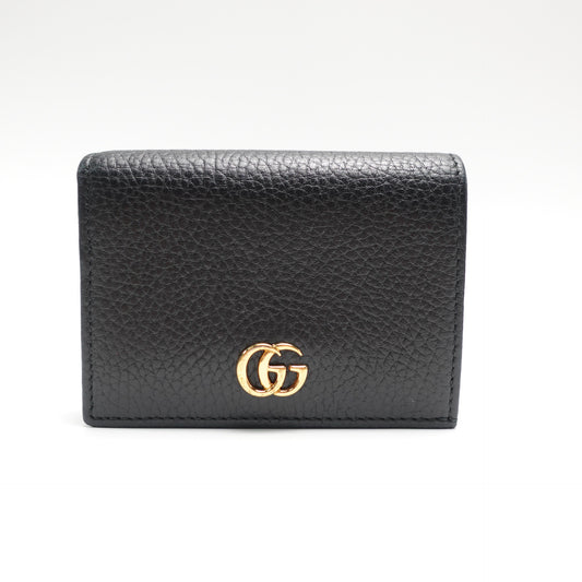 Pre-Owned Gucci GG Marmont Black Pebbled Calfskin Bifold Wallet T10439718