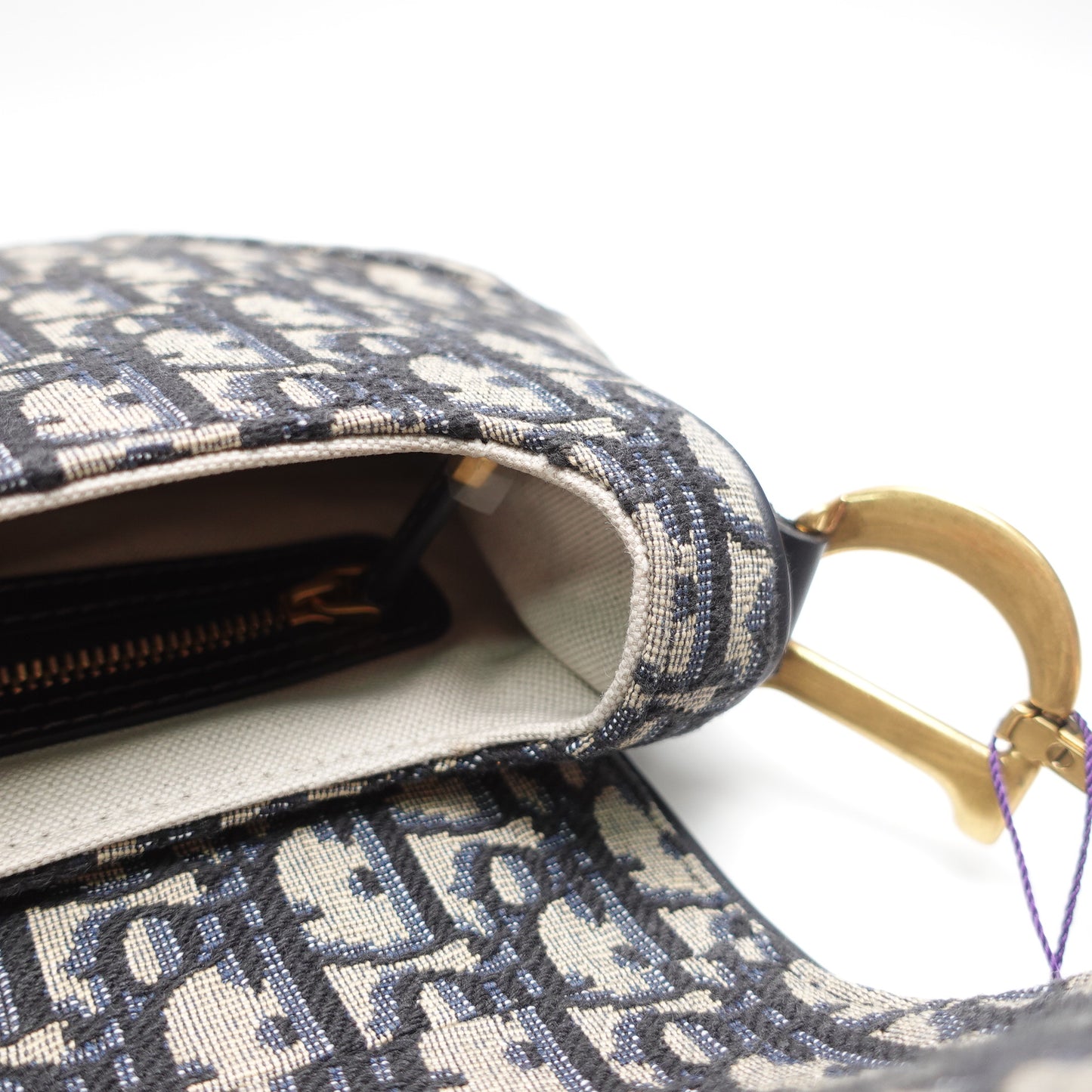 Pre-Owned Dior Saddle Blue Obique Canvas Shoulder Bag T10439561