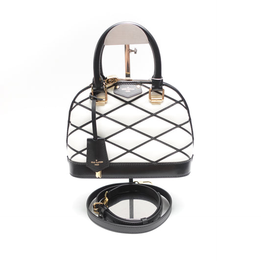 Pre-Owned Louis Vuitton Alam BB White&Black Calfskin Leather Shoulder Bag T10441814
