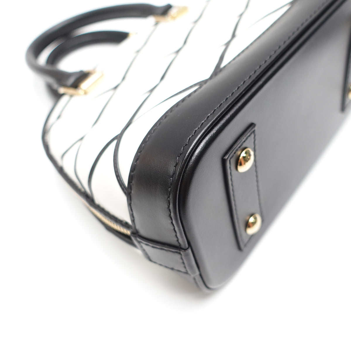 Pre-Owned Louis Vuitton Alam BB White&Black Calfskin Leather Shoulder Bag T10441814
