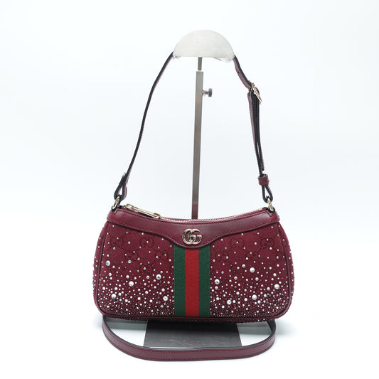 Pre-Owned Gucci Ophidia Burgundy Canvas Shoulder Bag T10442256
