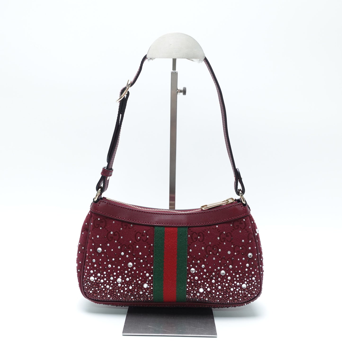 Pre-Owned Gucci Ophidia Burgundy Canvas Shoulder Bag T10442256