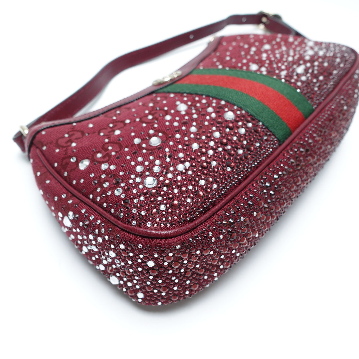 Pre-Owned Gucci Ophidia Burgundy Canvas Shoulder Bag T10442256