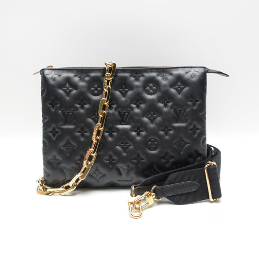 Pre-Owned Louis Vuitton Pochette Coussin Black Lambskin Leather Shoulder Bag T10442869