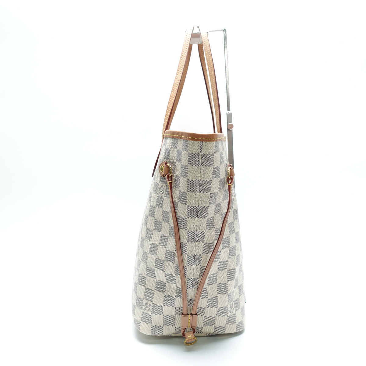 Pre-Owned Louis Vuitton Neverfull MM W/Pouch White Damier Azur Canvas Tote Bag T10442037