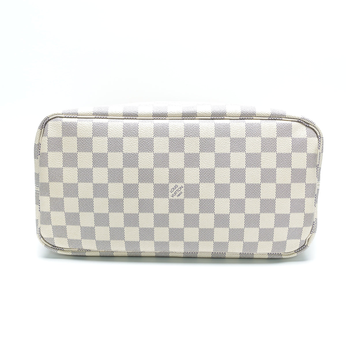 Pre-Owned Louis Vuitton Neverfull MM W/Pouch White Damier Azur Canvas Tote Bag T10442037