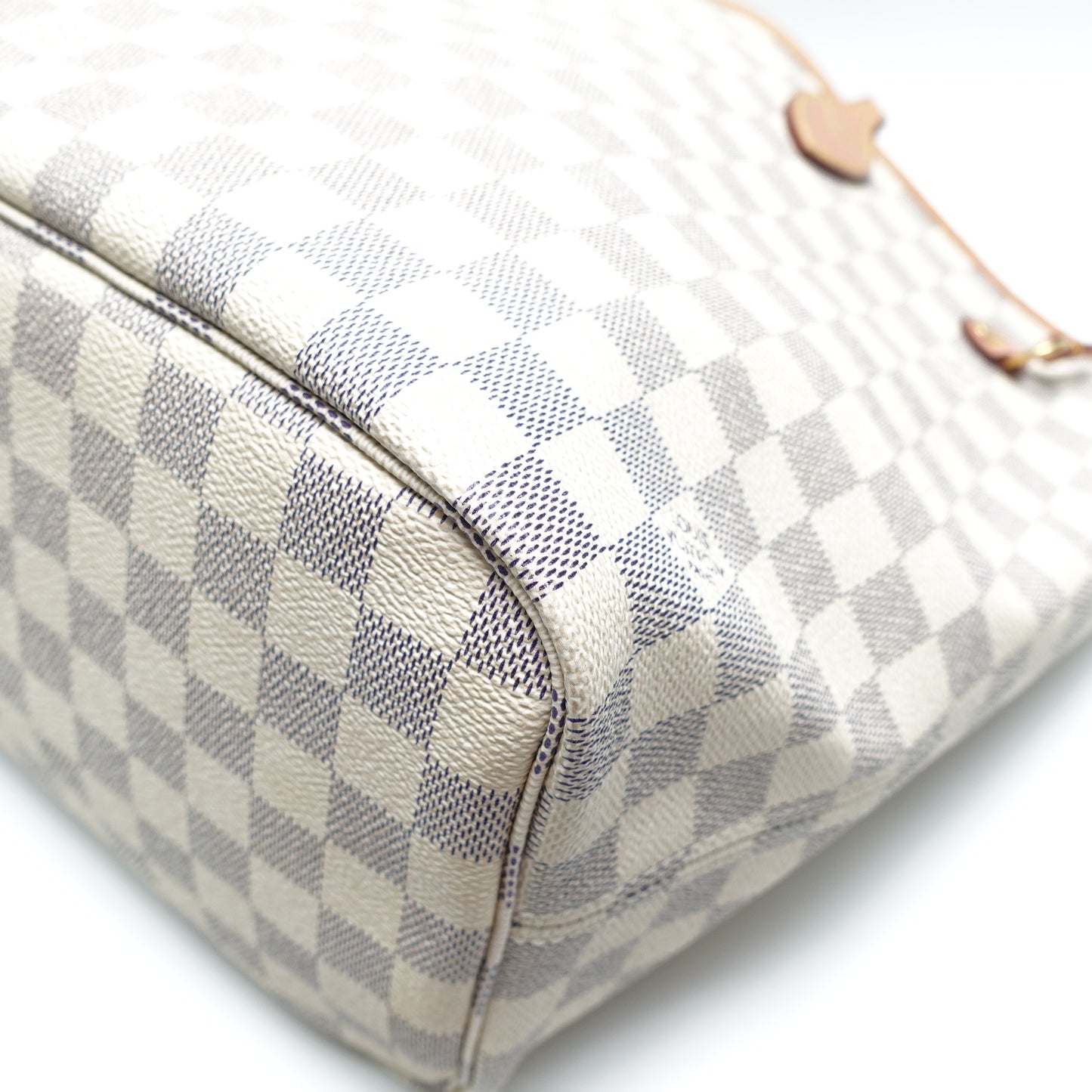 Pre-Owned Louis Vuitton Neverfull MM W/Pouch White Damier Azur Canvas Tote Bag T10442037