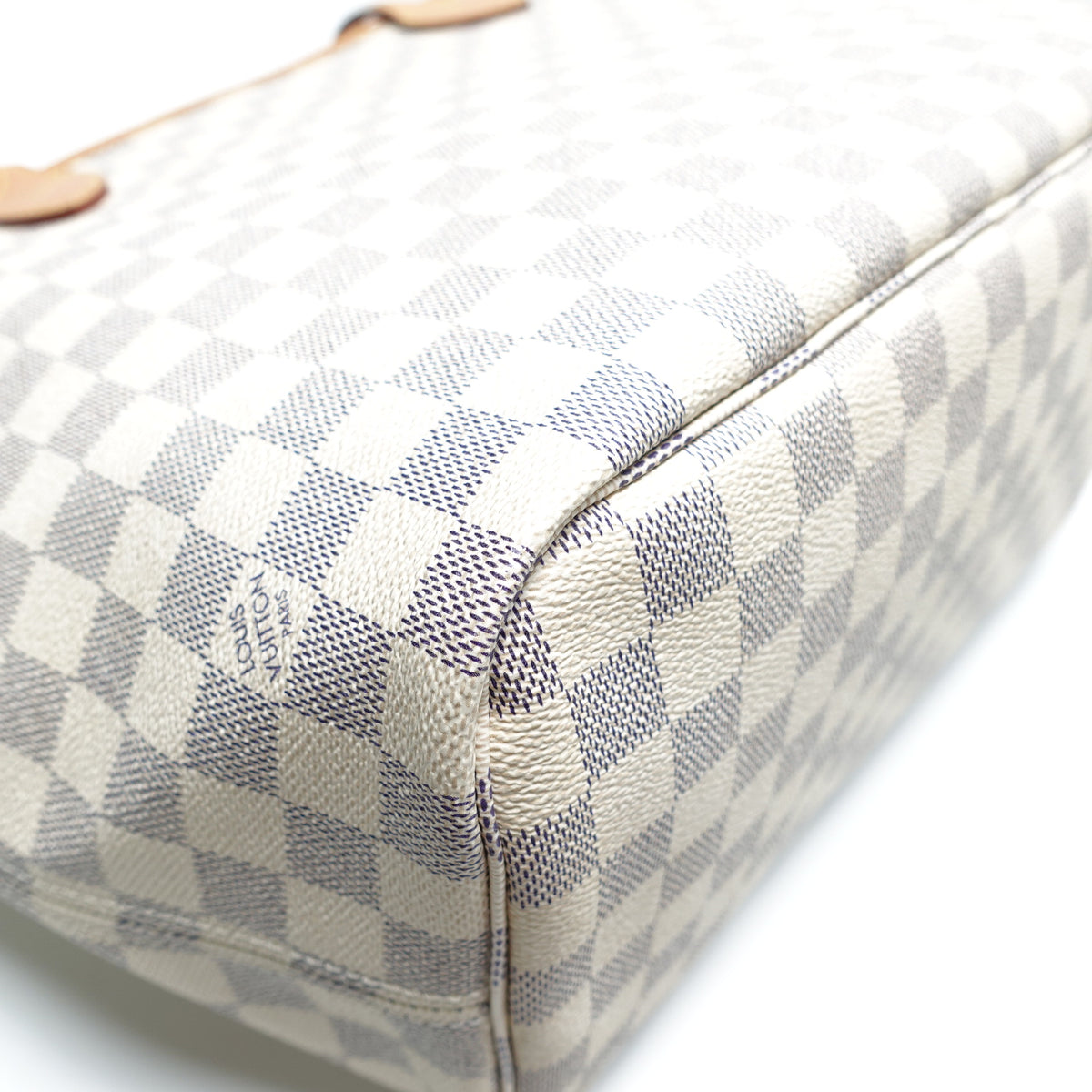 Pre-Owned Louis Vuitton Neverfull MM W/Pouch White Damier Azur Canvas Tote Bag T10442037