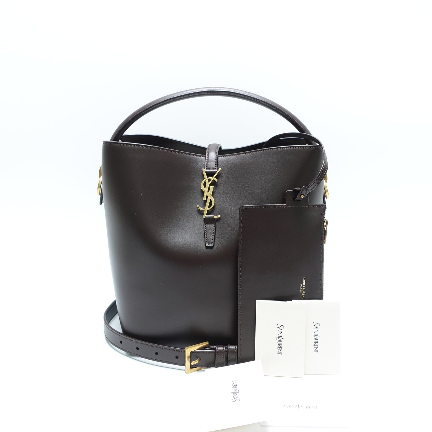 Saint Laurent LE37 Brown Calfskin Leather Shoulder Bag T10445066