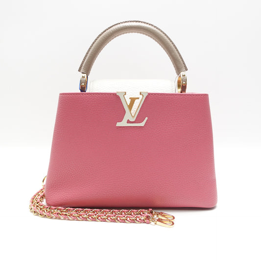 Pre-Owned Louis Vuitton Capucines PM Pink Leather Shoulder Bag T10445076