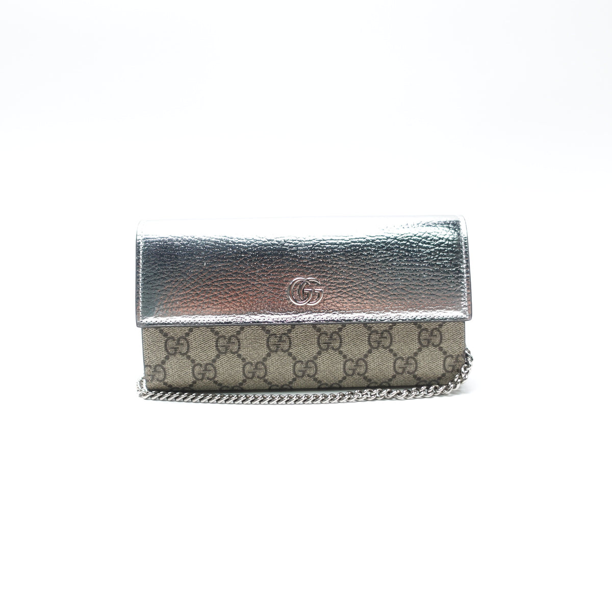 Pre-Owned Gucci GG Sliver&Brown Coated Canvas Shoulder Bag T10444401