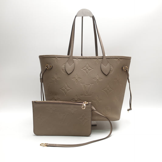 Pre-Owned Louis Vuitton Neverfull MM Milk Tea Leather Tote Bag T10445172