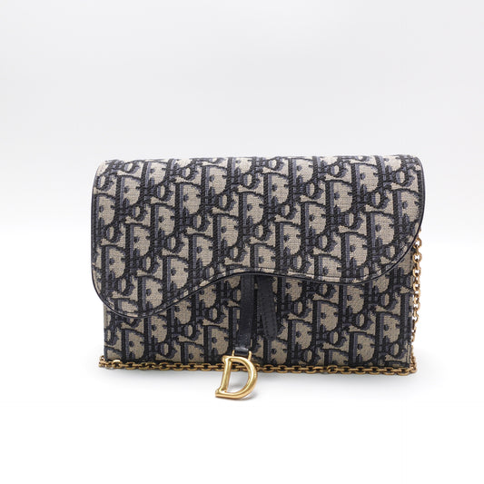 Pre-Owned Dior Saddle Woc Blue Obique Canvas Shoulder Bag T10442914