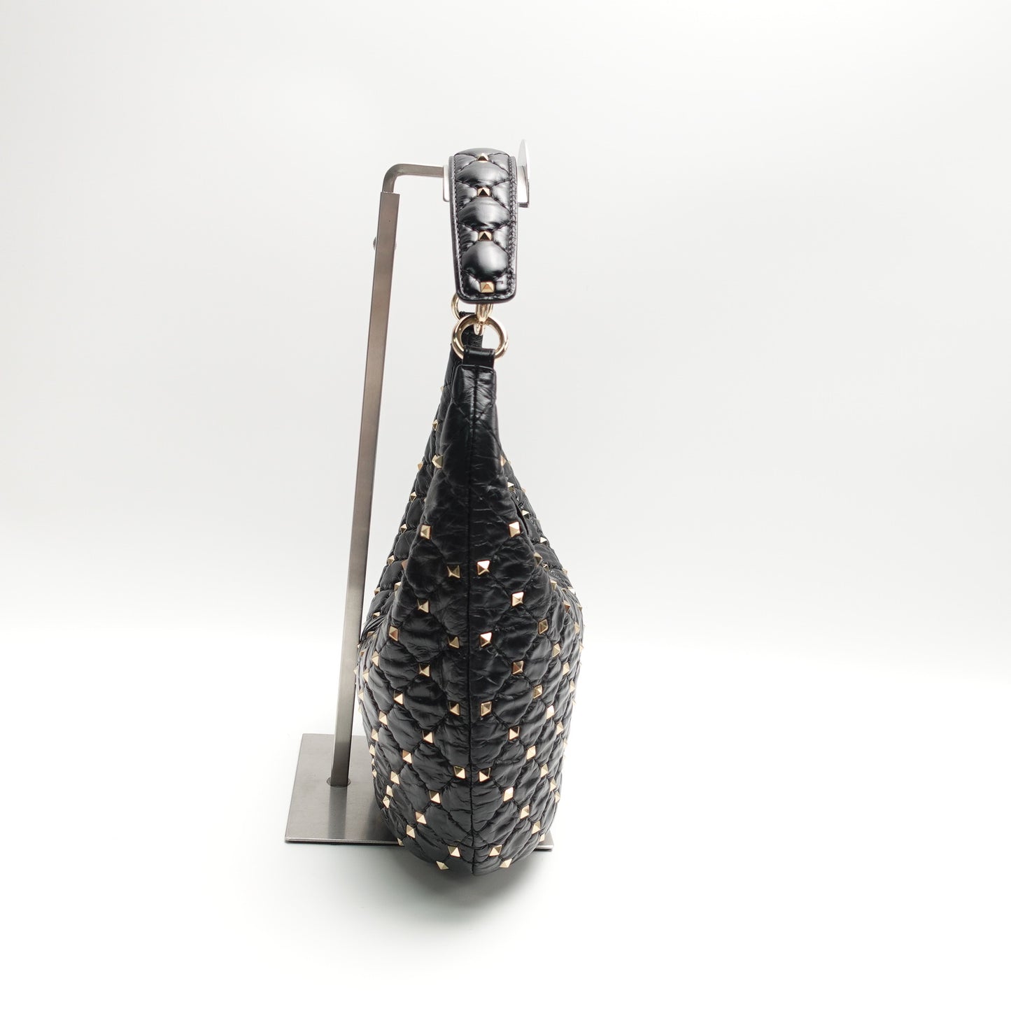 Pre-Owned Valentino Rockstud Spike Black Lambskin Leather Shoulder Bag T10446526