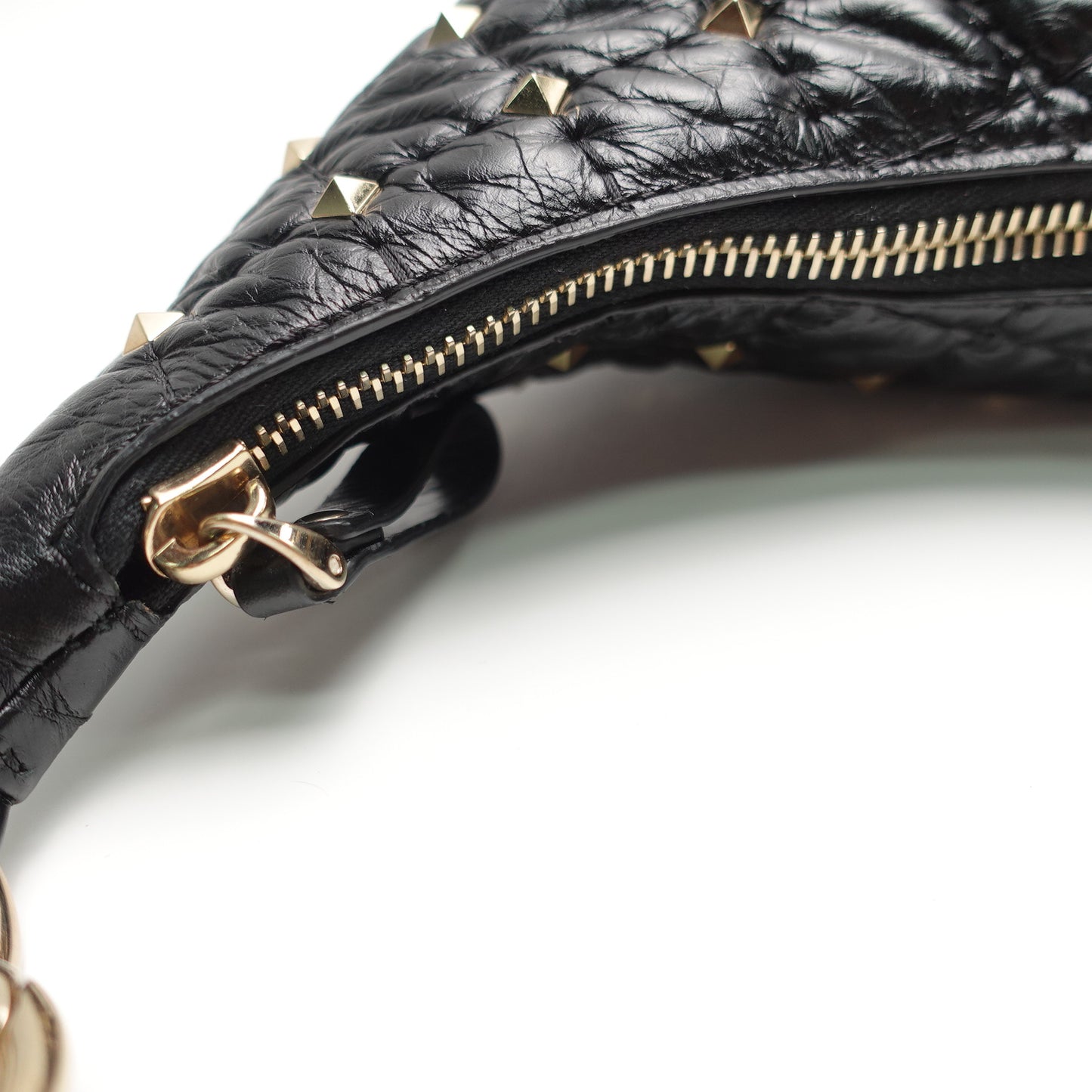 Pre-Owned Valentino Rockstud Spike Black Lambskin Leather Shoulder Bag T10446526