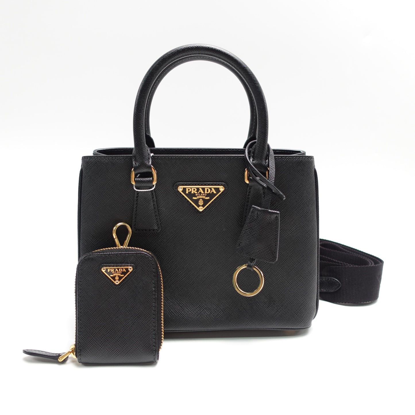Pre-Owned Prada Galleria Black Calfskin Leather Shoulder Bag T10448325