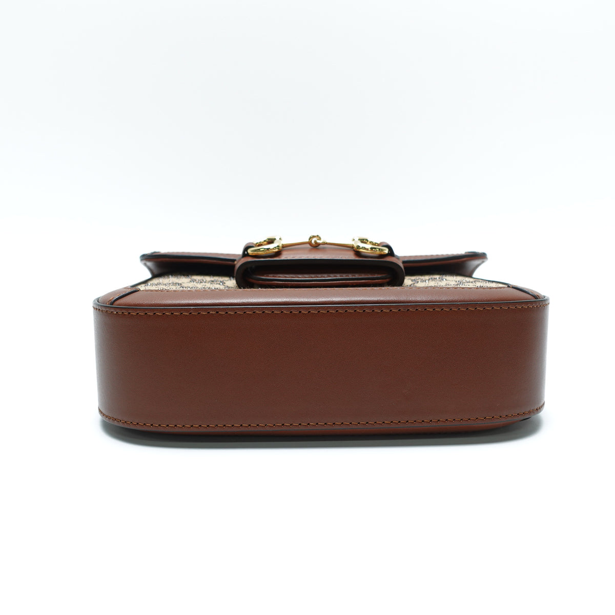 Pre-Owned Gucci Horsebit 1955 Brown Canvas&Crystal Shoulder Bag T10451809