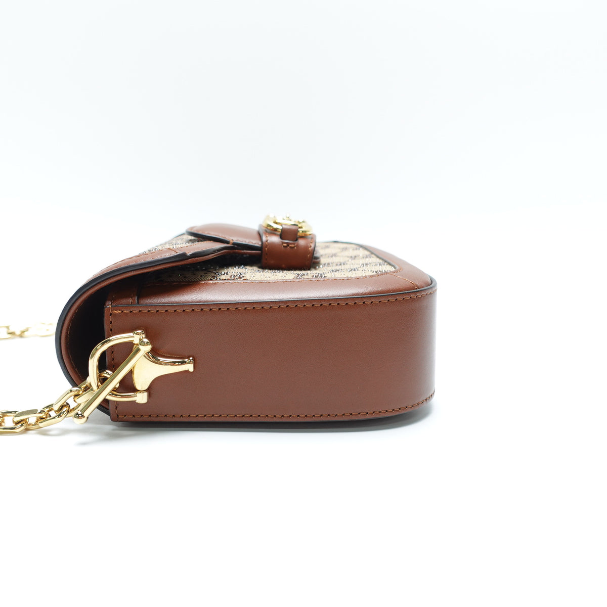 Pre-Owned Gucci Horsebit 1955 Brown Canvas&Crystal Shoulder Bag T10451809