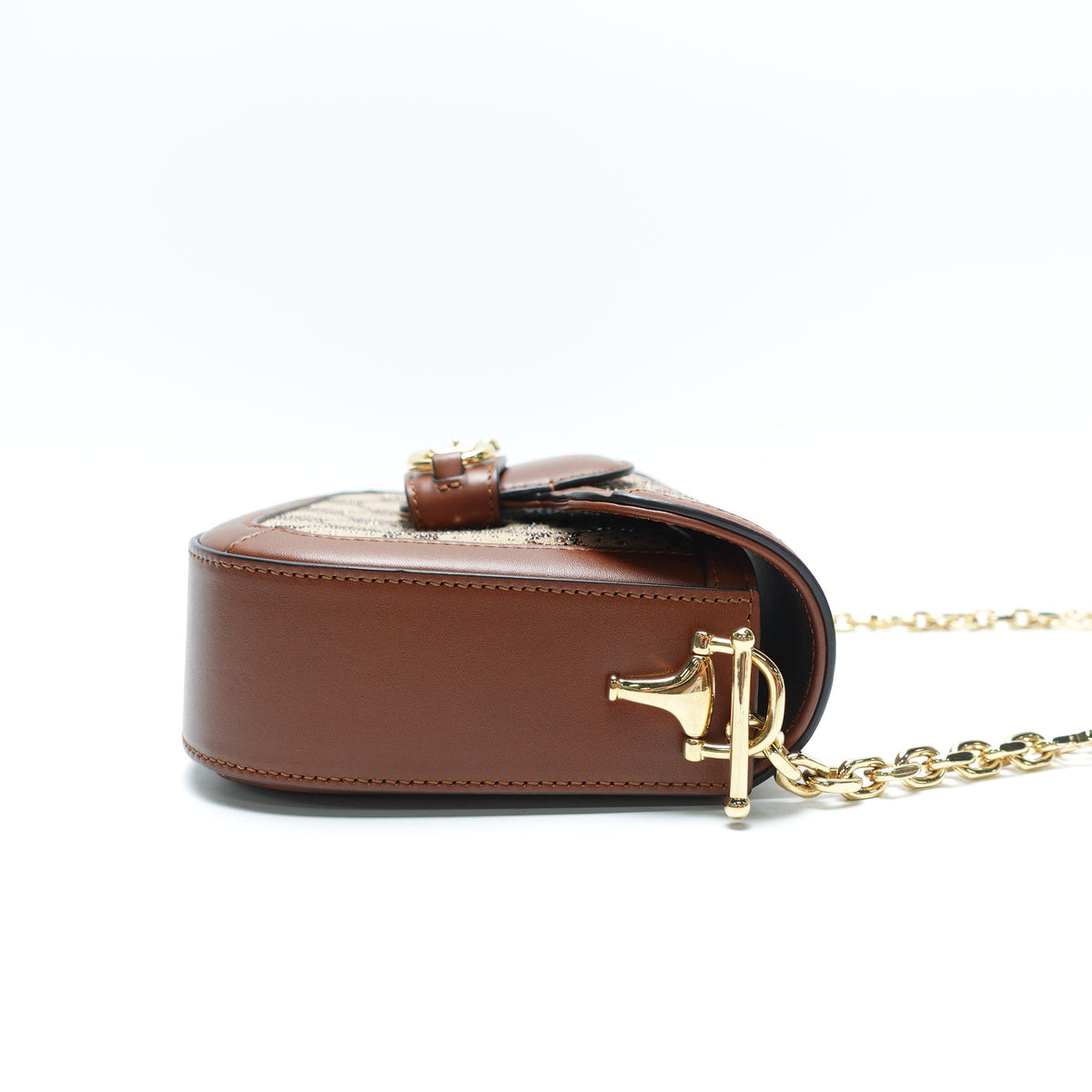 Pre-Owned Gucci Horsebit 1955 Brown Canvas&Crystal Shoulder Bag T10451809