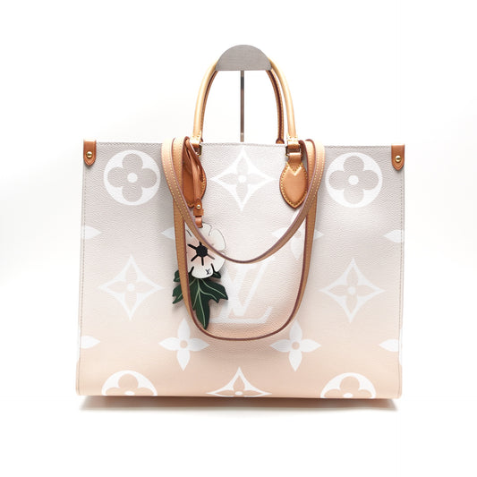 Pre-Owned Louis Vuitton Onthego GM By The Pool Gray&Orange Canvas Tote Bag T10451774